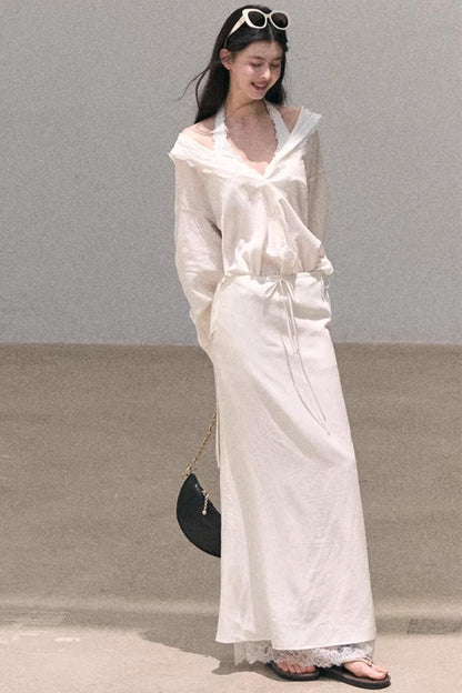 Lace-Trimmed Halter Neck Camisole