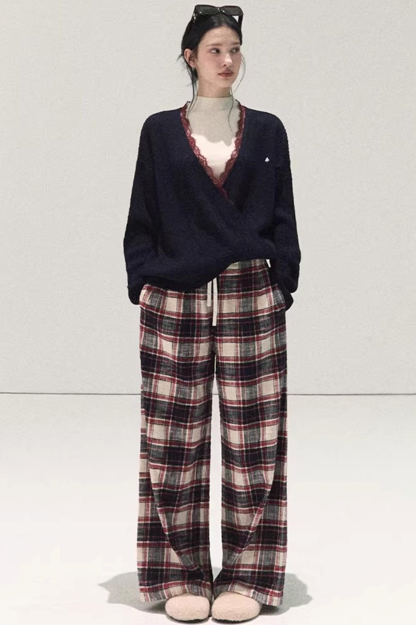 Silk-Gloss Wool Lace Sweater Set-Up