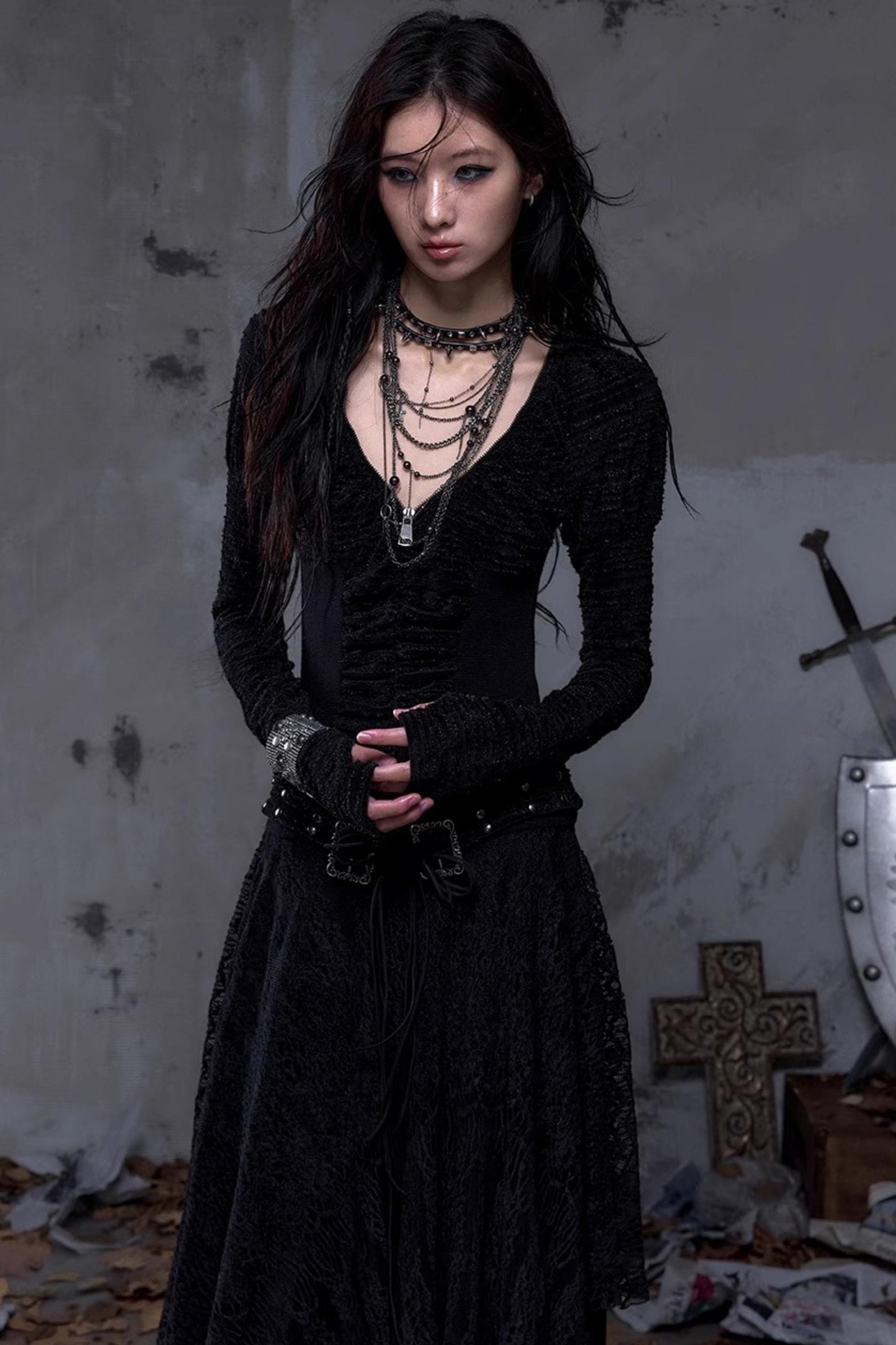 Court Dream Puff Sleeve Lace Maxi Dress