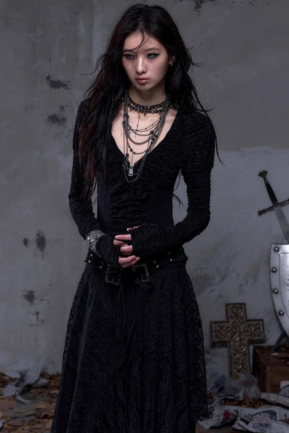 Court Dream Puff Sleeve Lace Maxi Dress