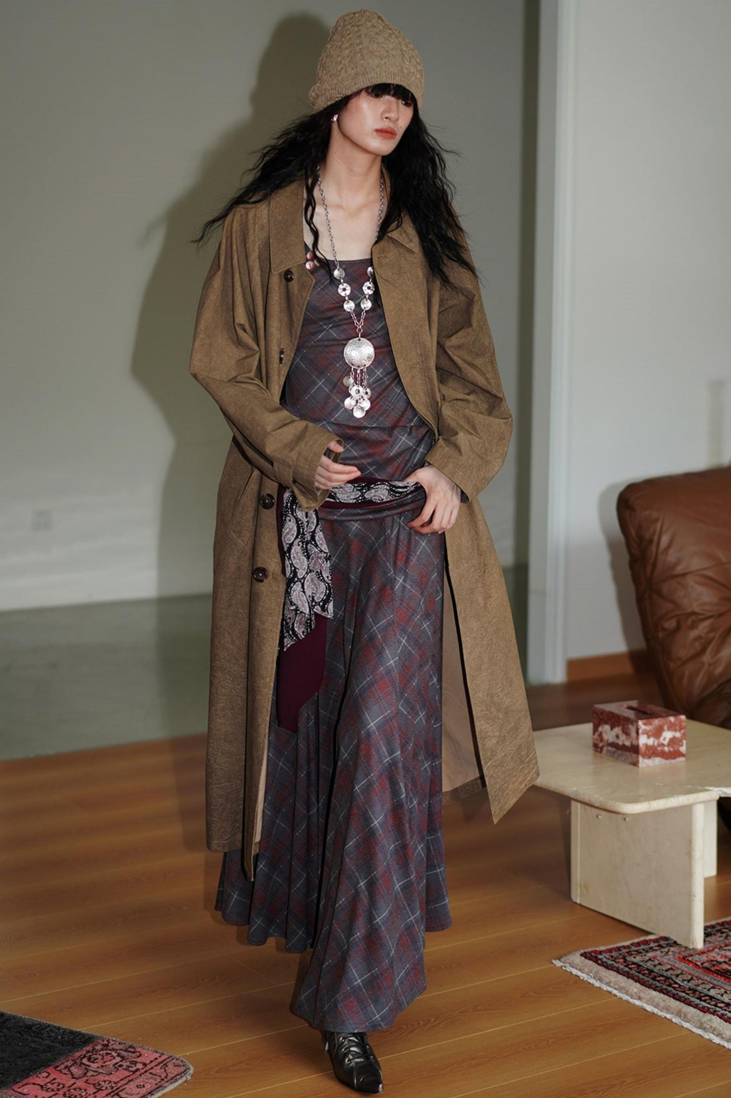 Vintage Check Slim Dress