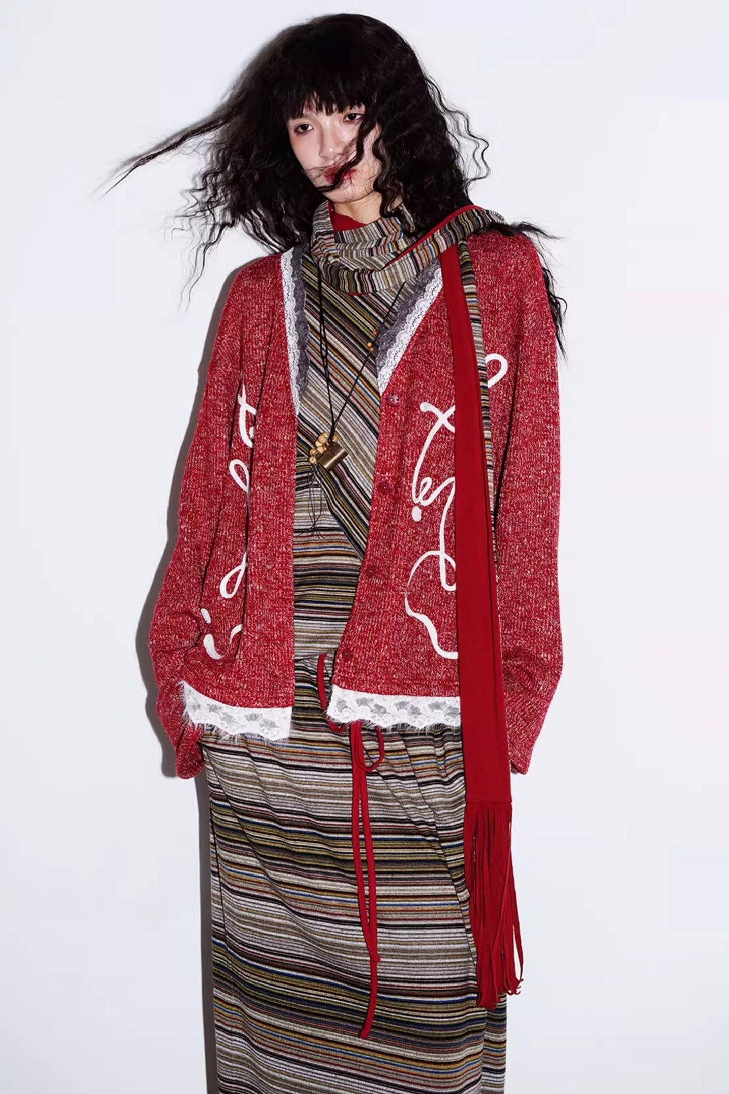 Striped Brushed Long-Sleeved Top