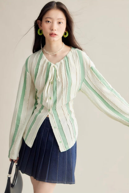 Elven Stripe Cardigan Skirt Set-Up