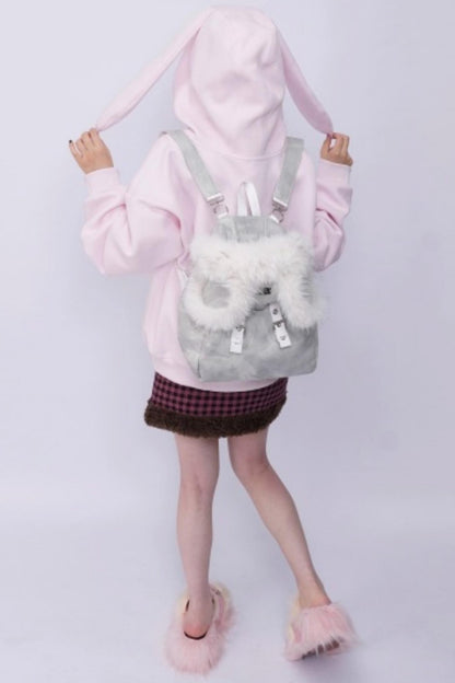 Furry Bear Crossbody Backpack