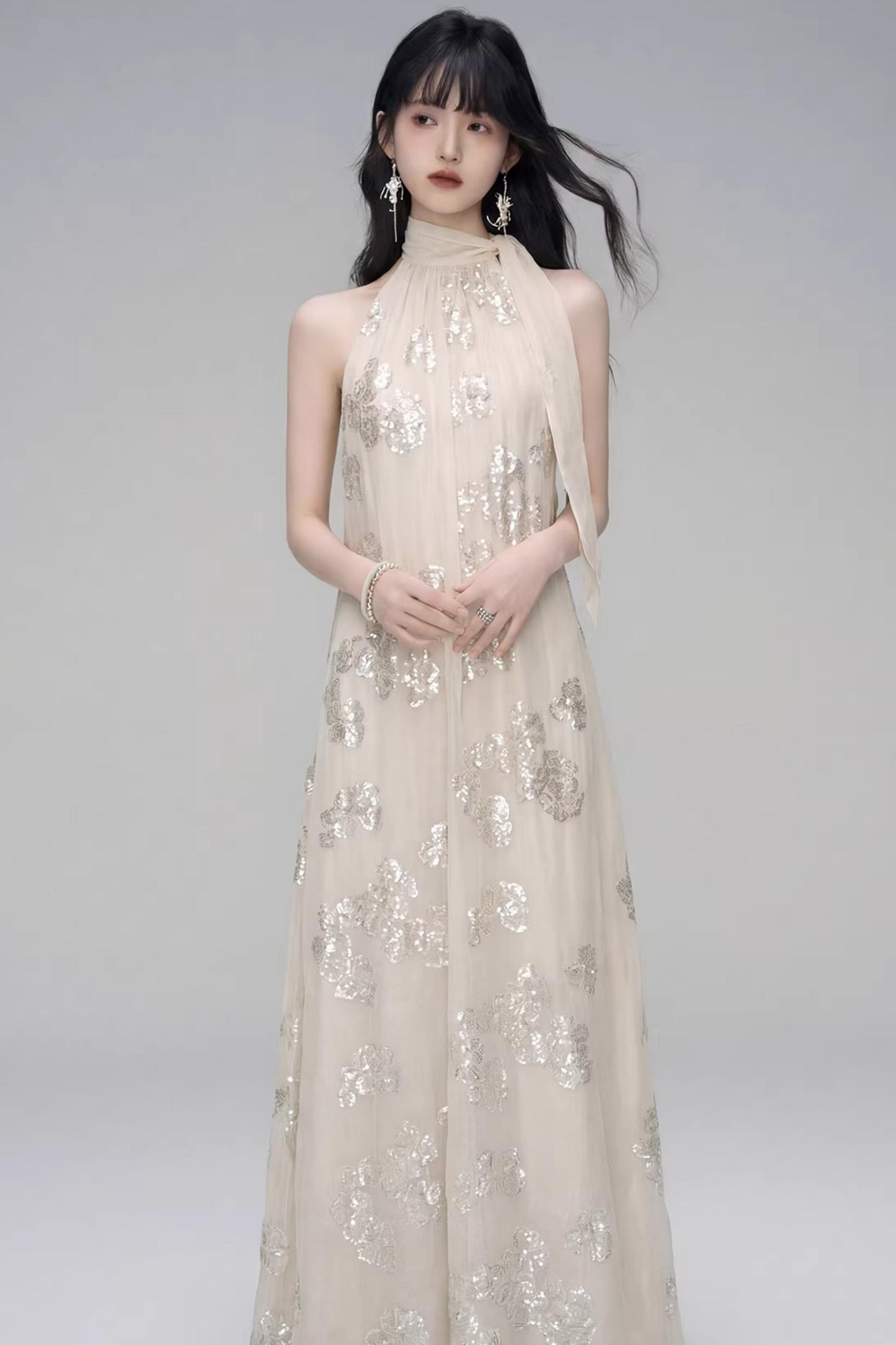 Gilt Shadow Halter Dress