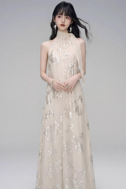 Gilt Shadow Halter Dress