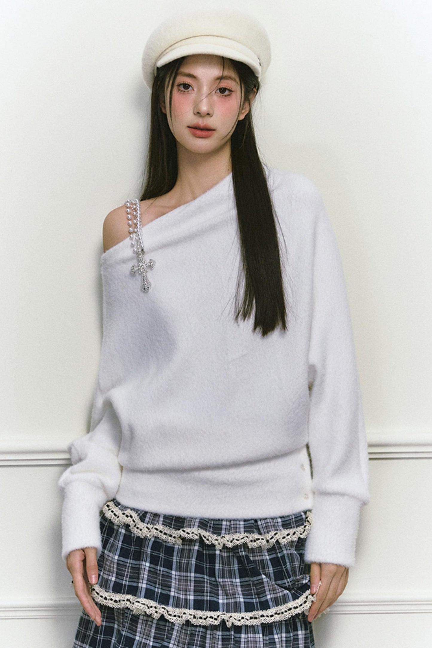 White Foaminck Slouch Sweater