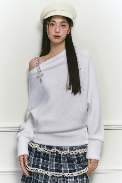 White Foaminck Slouch Sweater