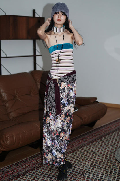 Vintage Striped Bandeau Set