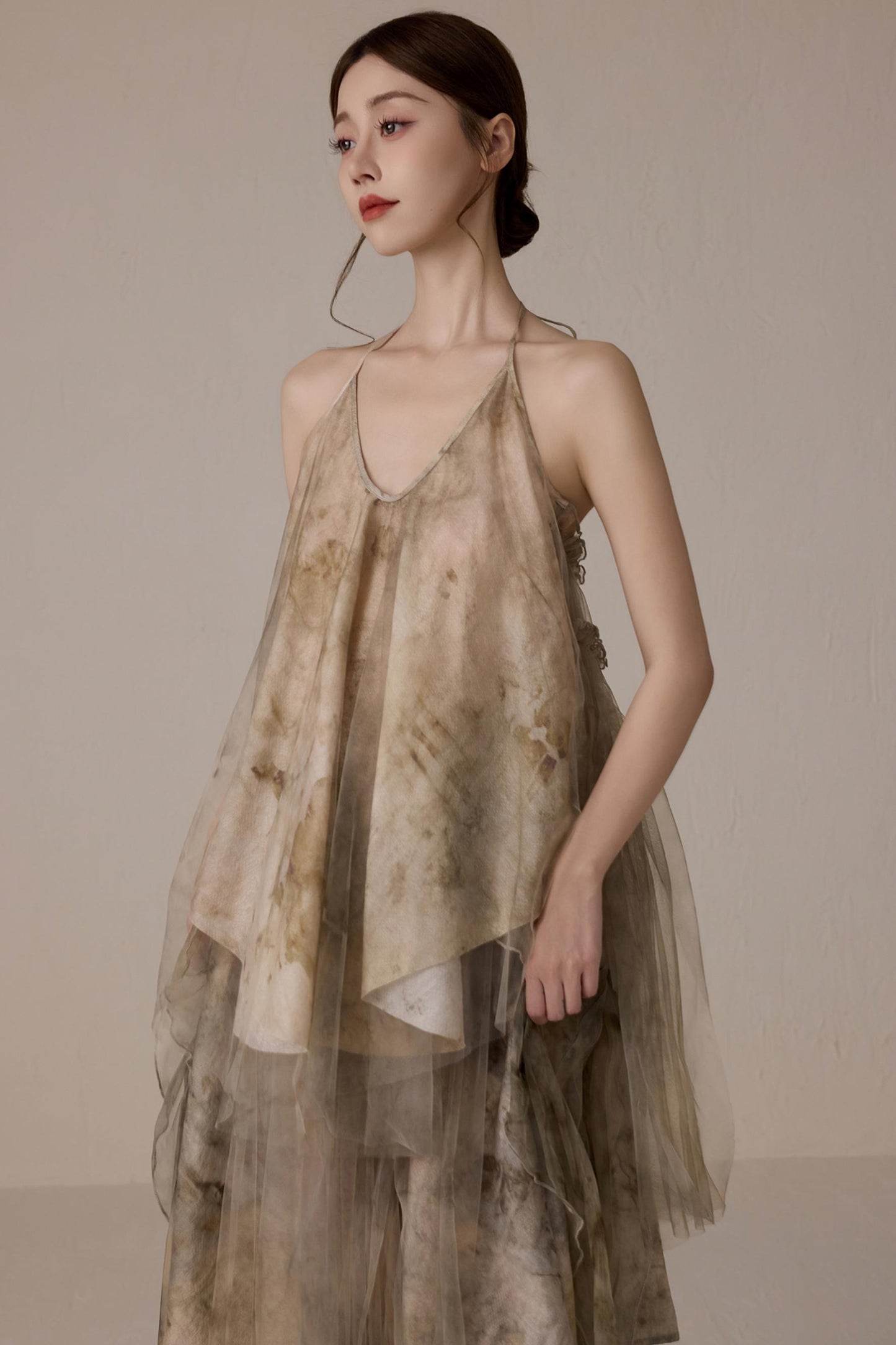 Floral Mesh Tie Neck Camisole