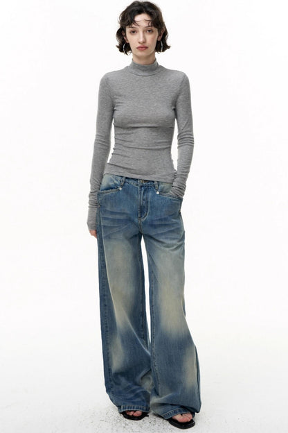 Loose Straight Wide-Leg Scimitar Jeans