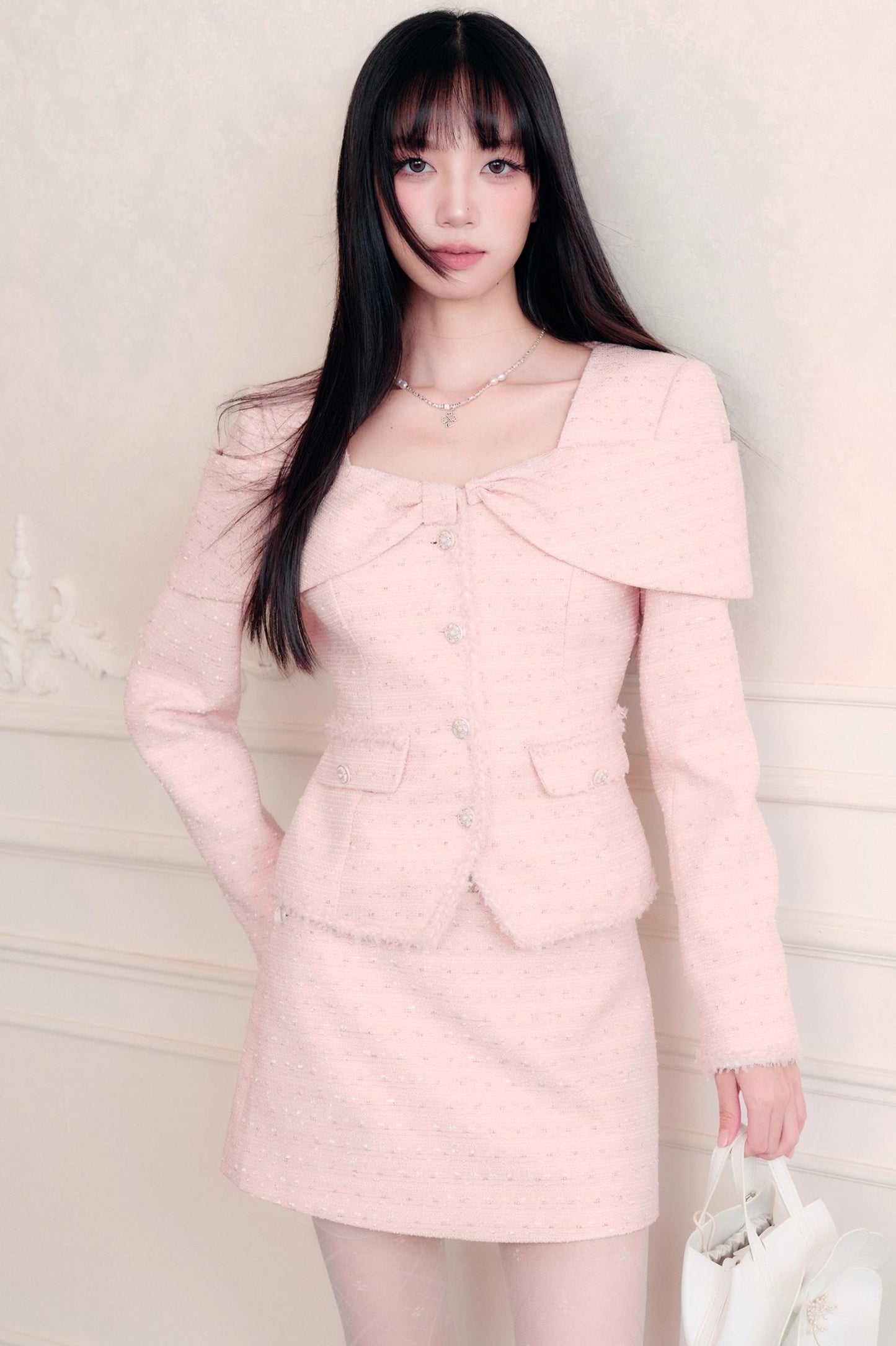 Pink French Tweed Skirt Set-Up