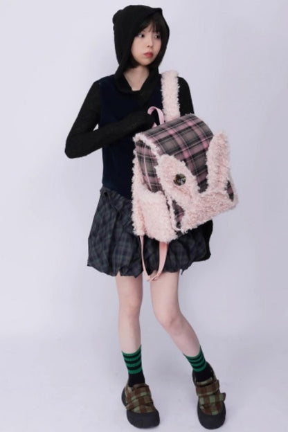 Furry Rabbit Ear Backpack