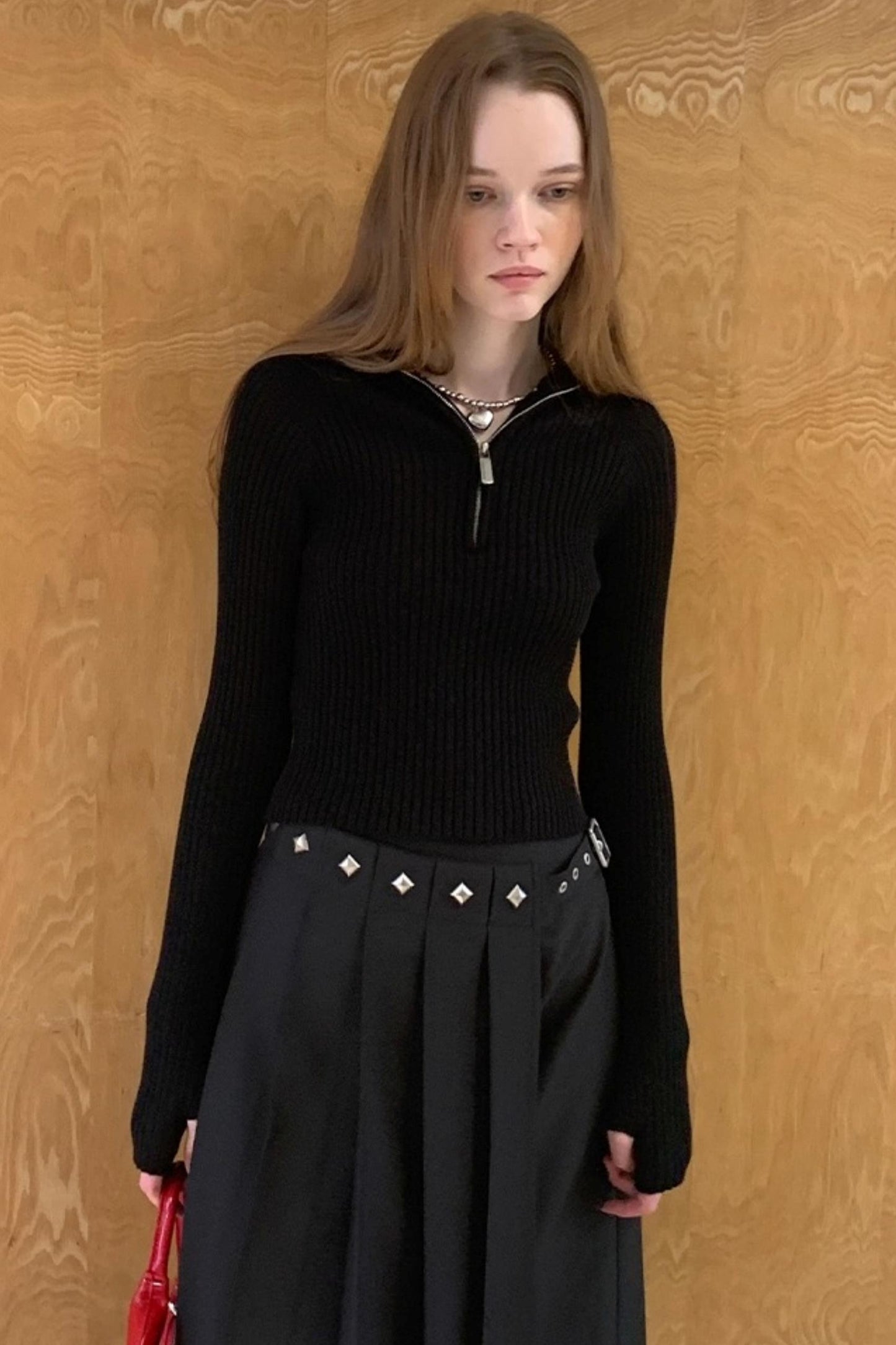 Stand-Up Collar Bottom Sweater