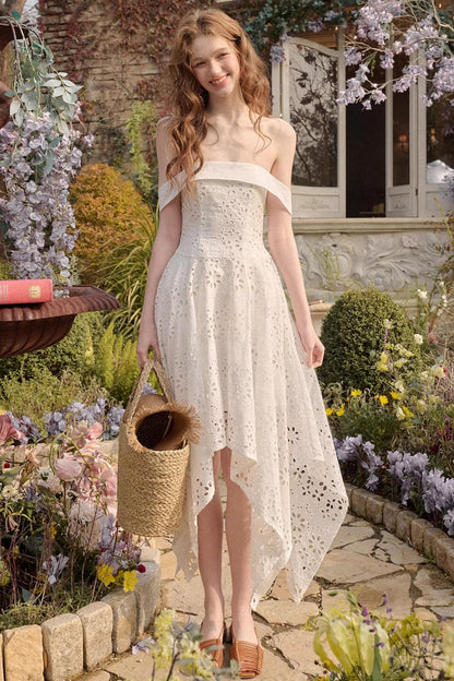 Milky Way Asymmetrical White Dress