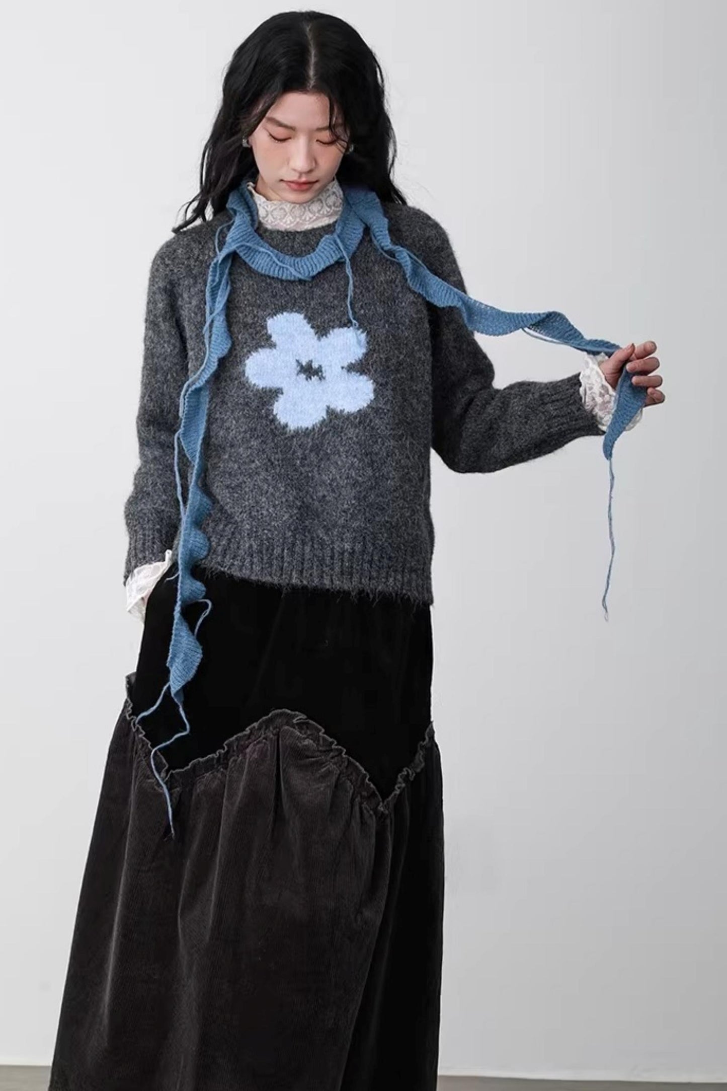 Misty Blue Latte Scarf