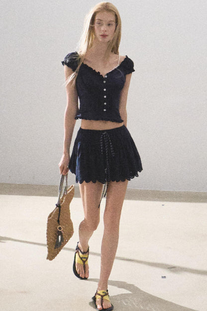 Lime Delight Bohemian Peplum Skirt