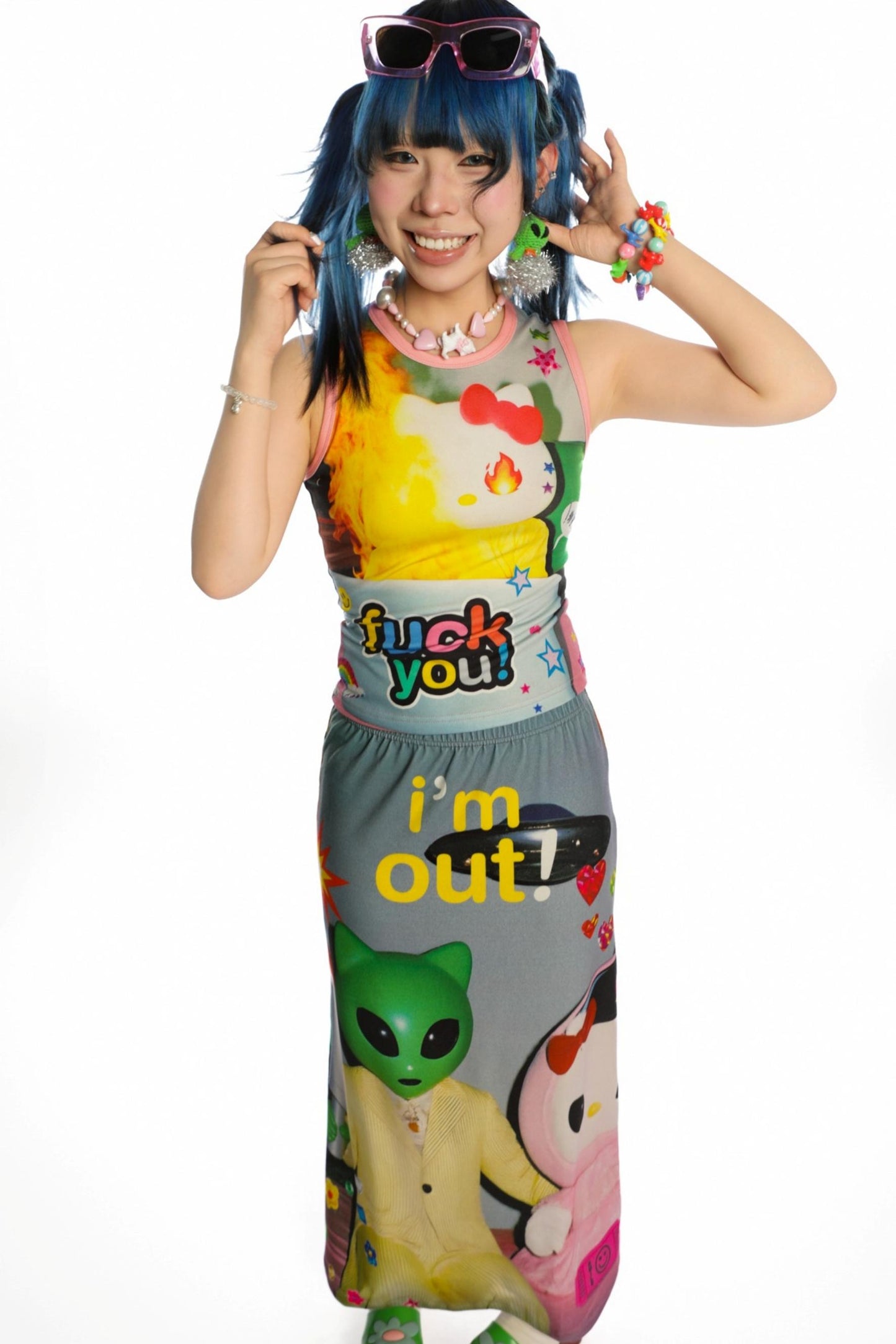 Reversible Print Stretch Casual Maxi Skirt