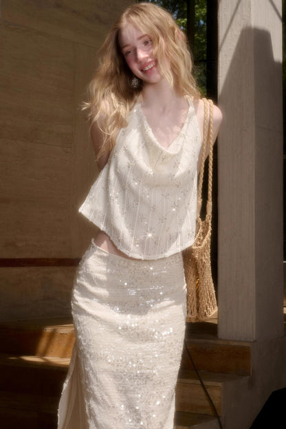 Elegant Starlit Top Skirt Set-Up