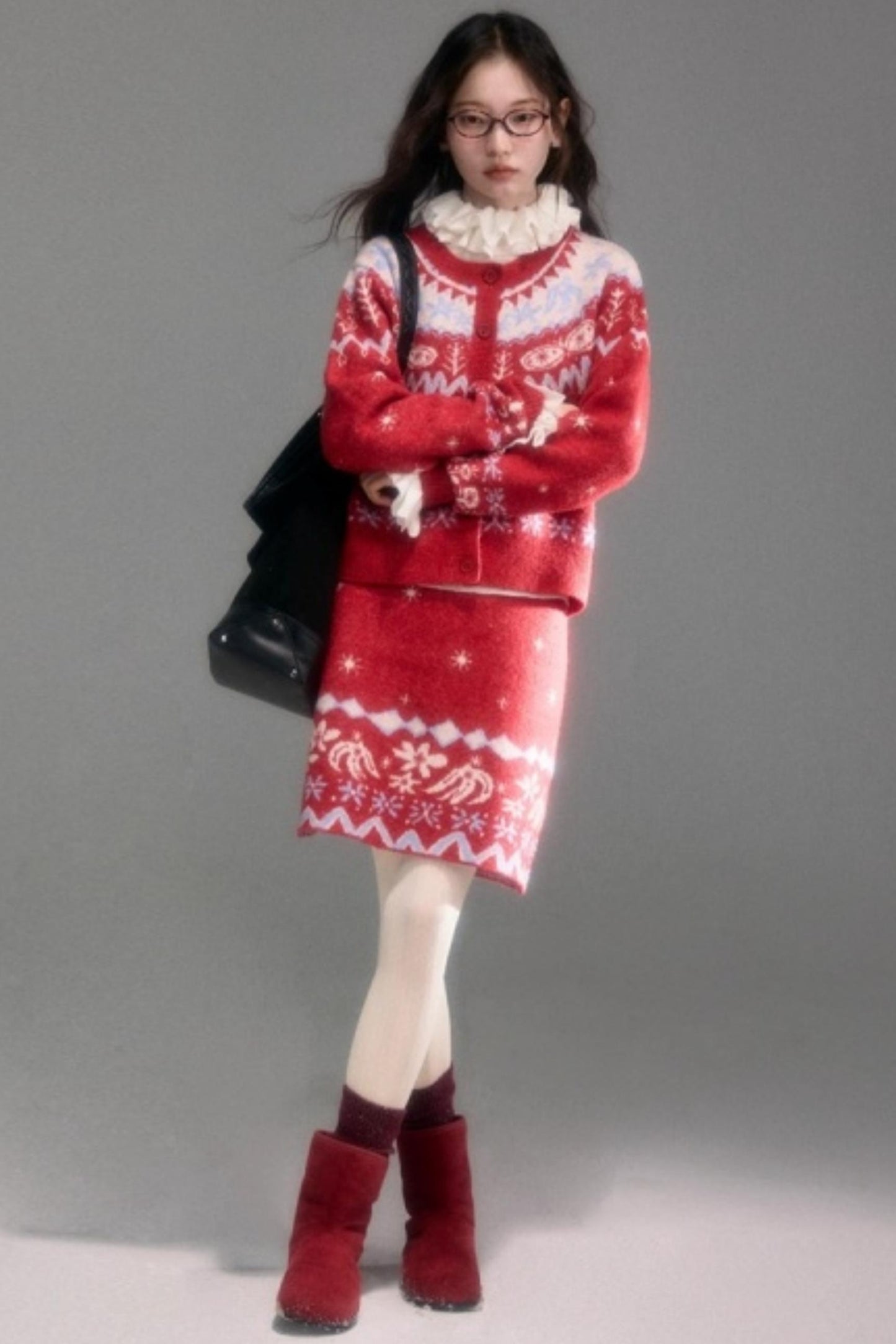 Snowflake Jacquard Cardigan Set-Up