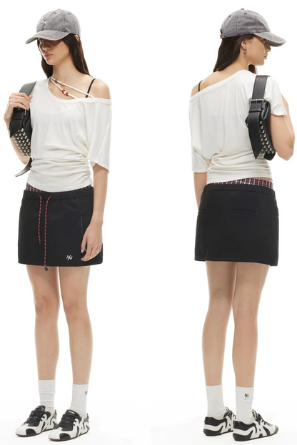 Cotton A-Line Drawstring Skirt
