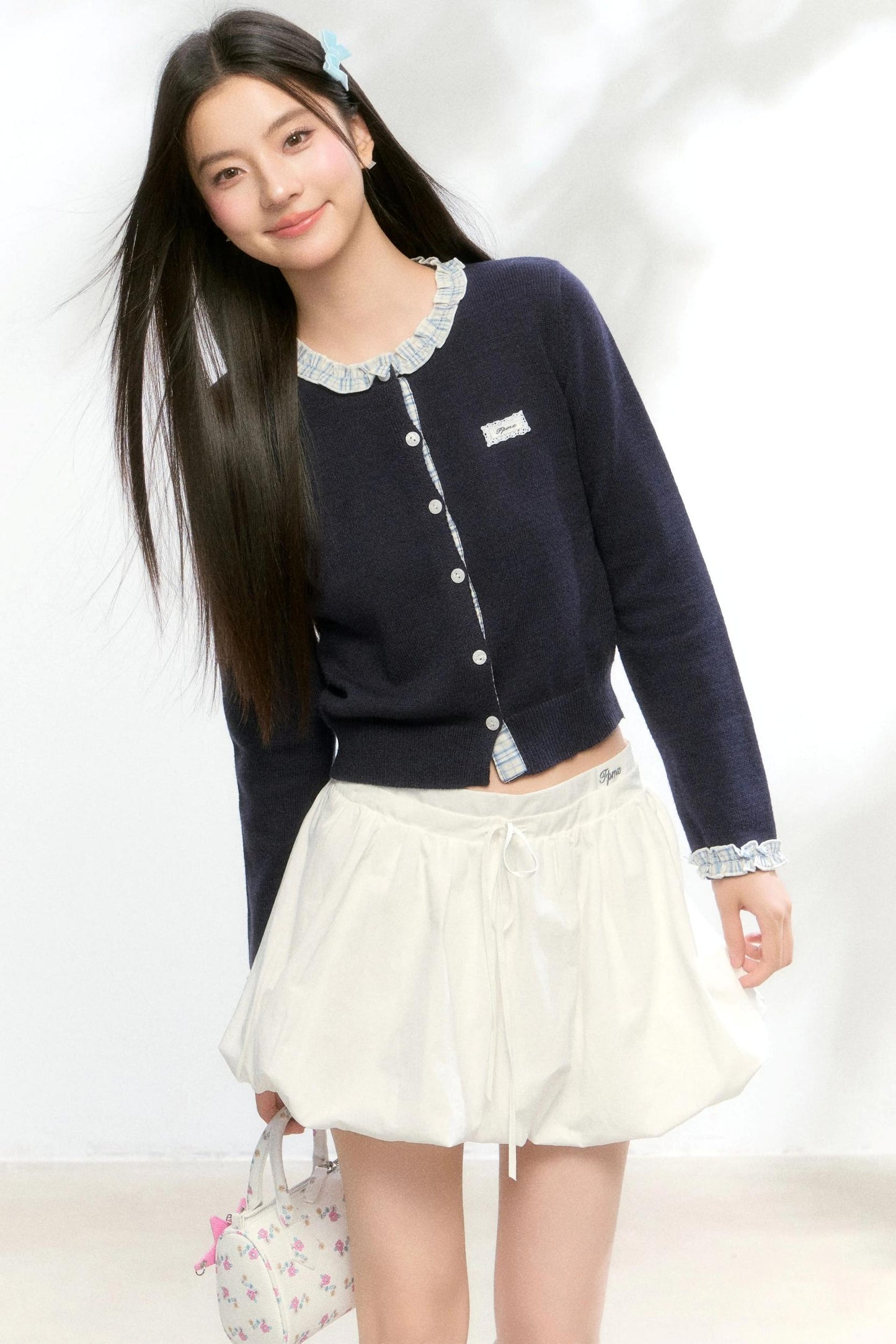 Knitted Plaid Cardigan Sweater Set-Up