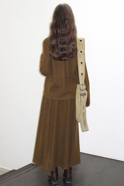 Three-Dimensional Pony Knit Top & Skirt Set