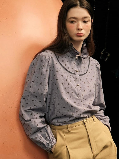 Lace Collar Hyacinth Long Sleeve Shirt