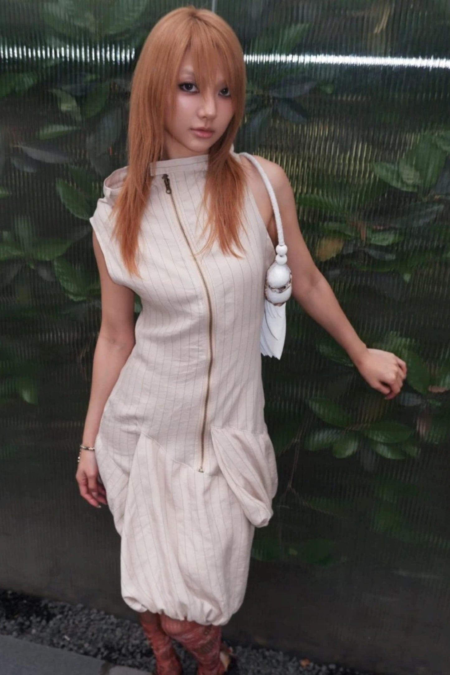 Striped Asymmetrical Deconstructed Dress