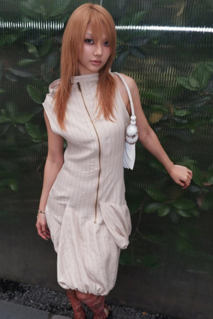 Striped Asymmetrical Deconstructed Dress