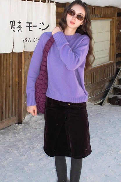 Vintage Dark Purple Velvet Skirt
