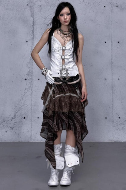 Embroidered Lace Leather Camisole