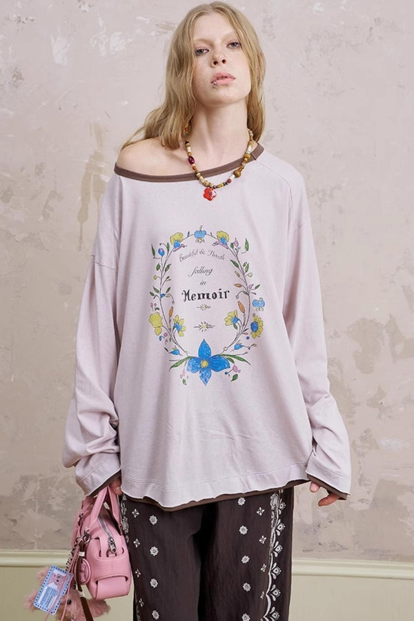 Romantic Print Long-Sleeve Tee