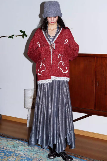 Retro Lace Knitted Cardigan