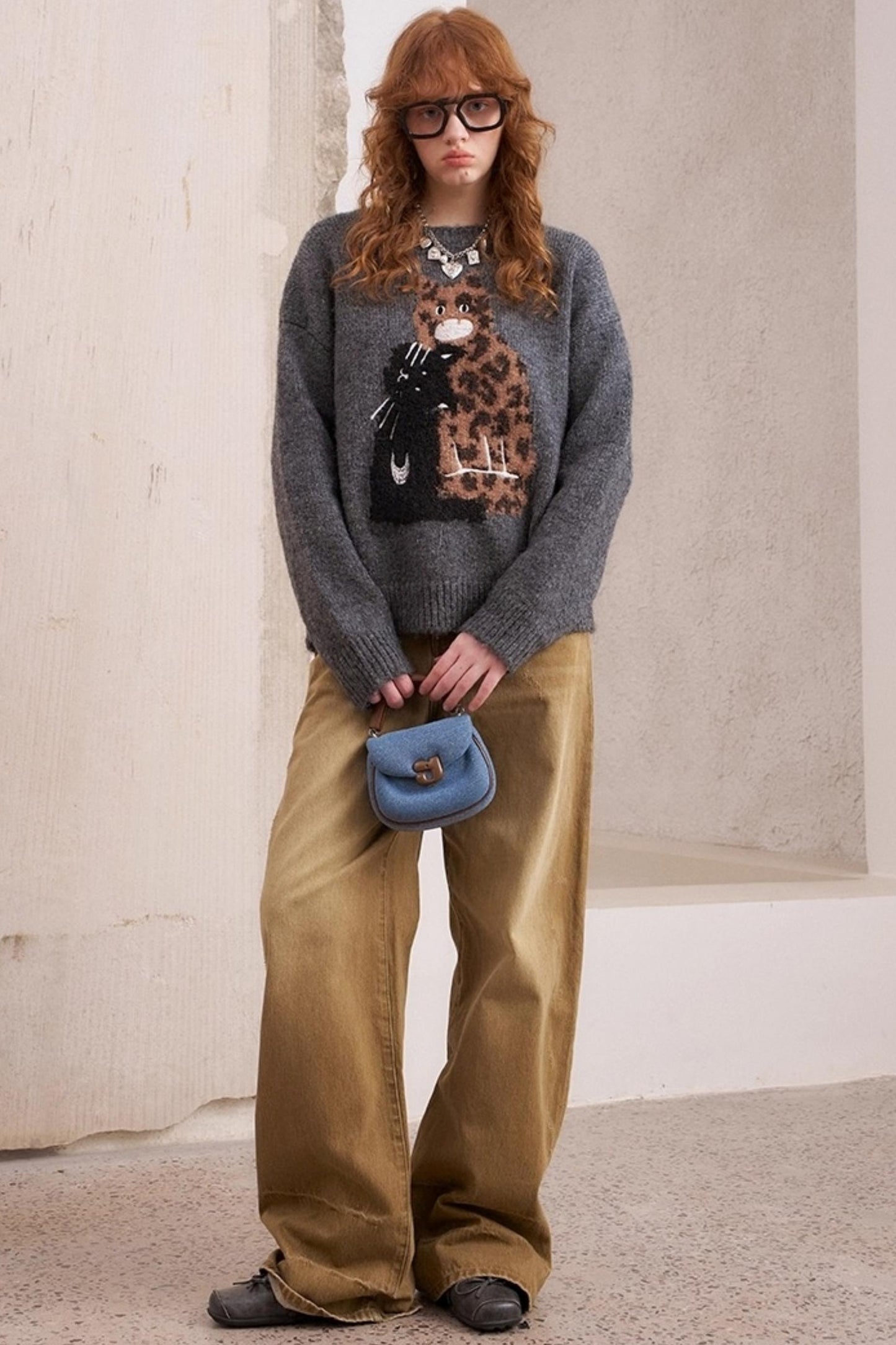 Embroidered Crew Neck Sweater