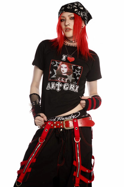 Versatile Gothic Slim Shoulder T-Shirt