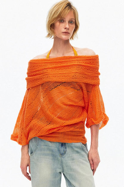 One-Shoulder Oversized Knit Blouse
