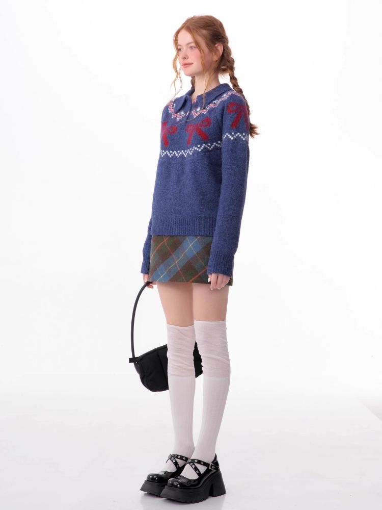 Soft and thick Fair Isle polo neck sweater