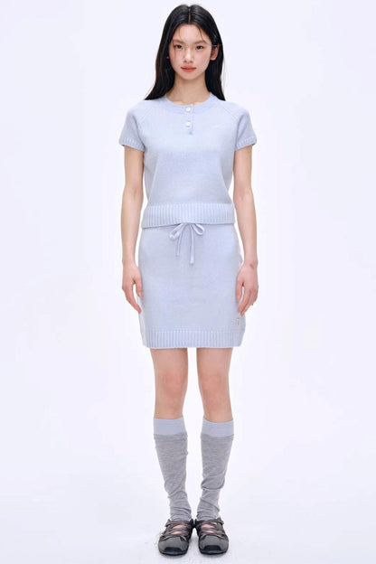 Heartbeat Dialogue Knit Skirt Set-Up