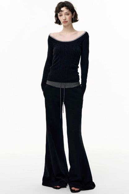 Flared Cotton Wide-Waisted Sweatpants