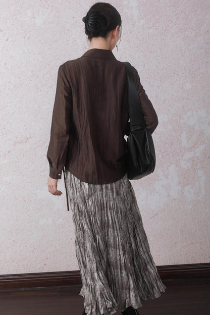 Autumn Acetate Chinese Shirt