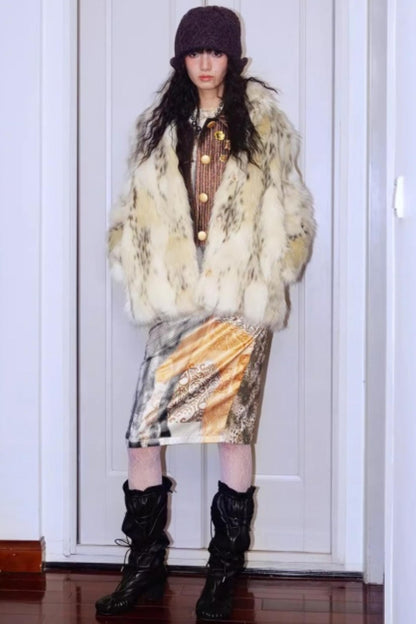 Vintage Original Print Denim Skirt