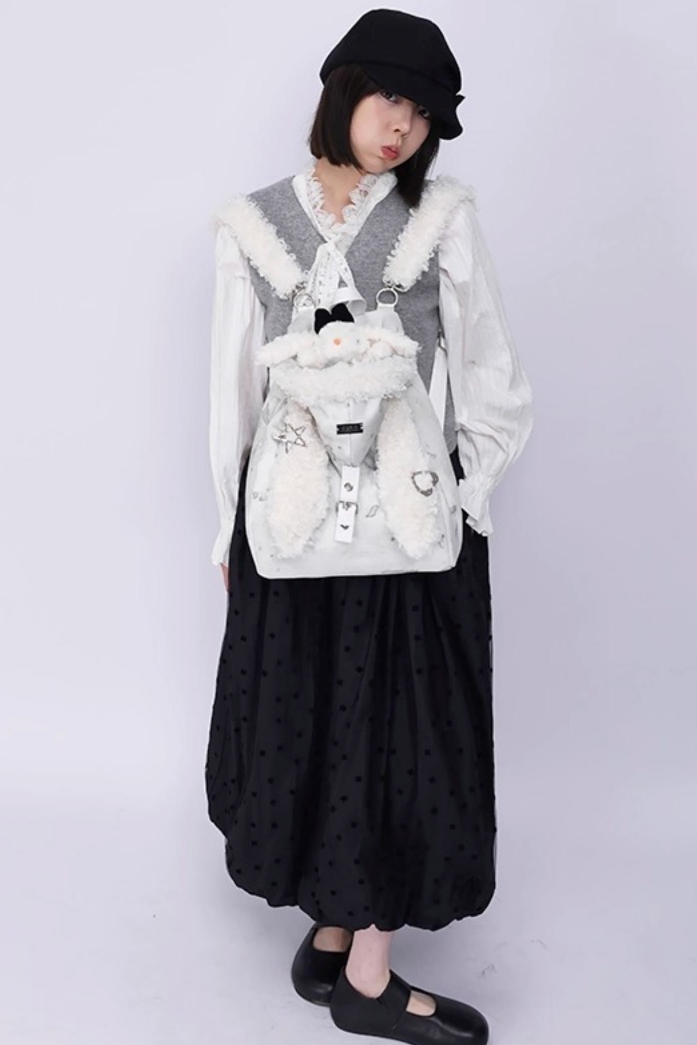 Cute Furry Rabbit Ears Backpack