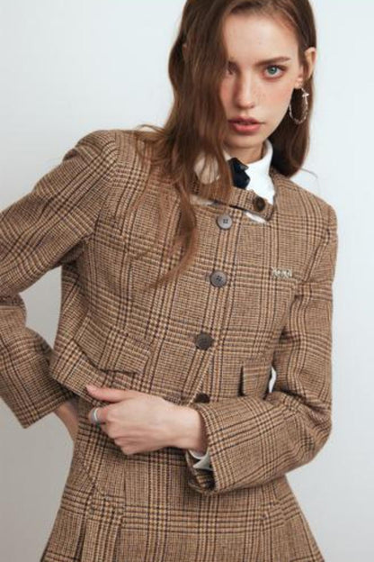 Brown Checked Tweed Jacket