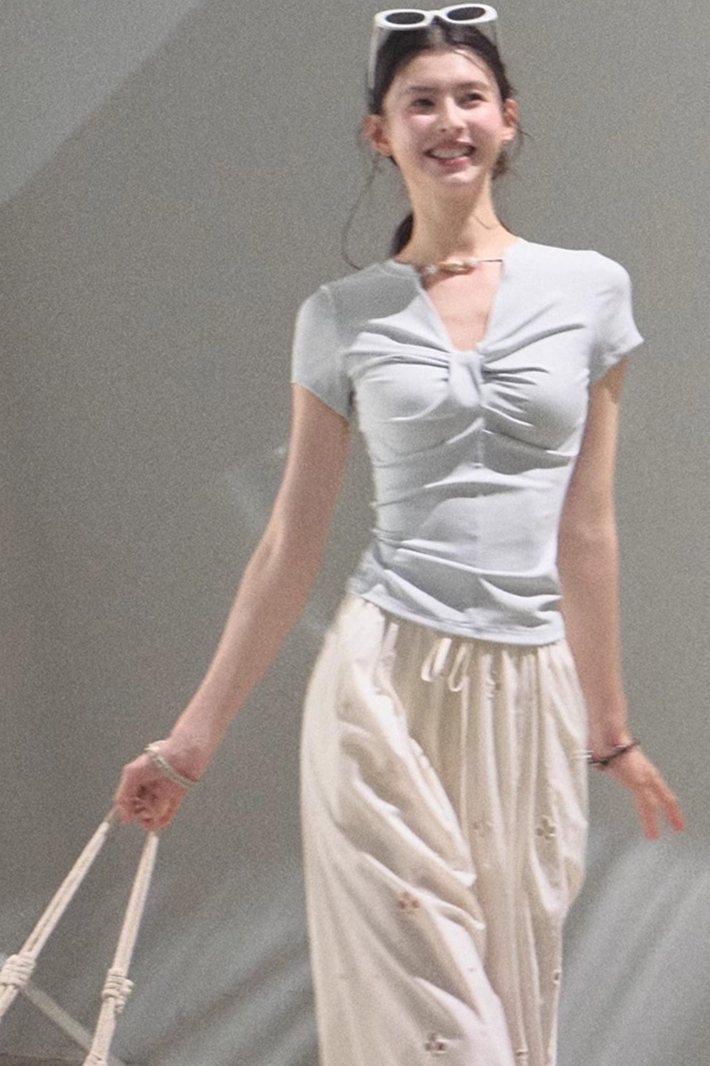 V-Neck Beaded T-Shirt