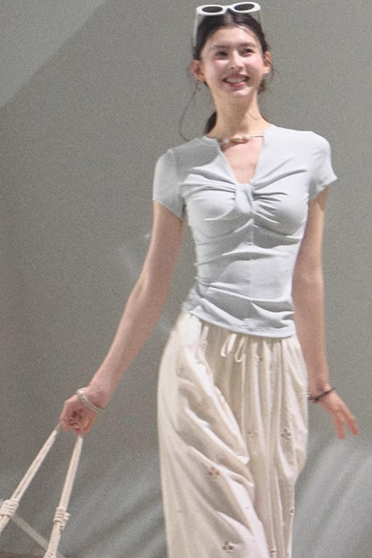 V-Neck Beaded T-Shirt