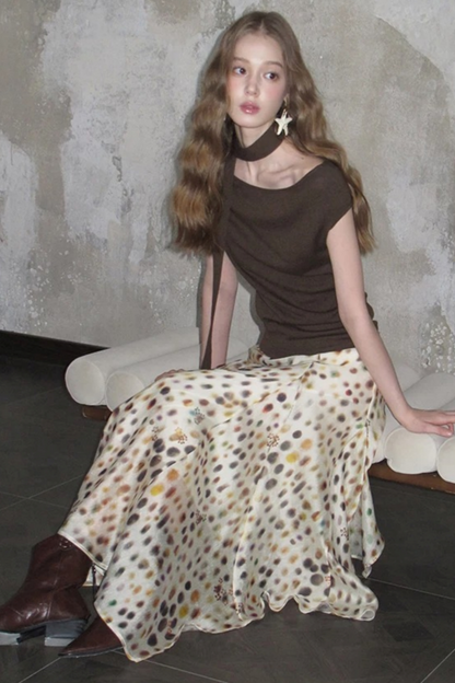 Artistic Polka Dot Asymmetrical Skirt