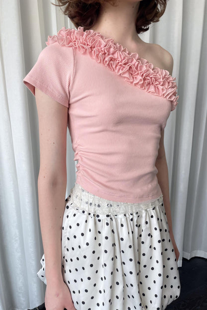 Pink Lace Neck Tee