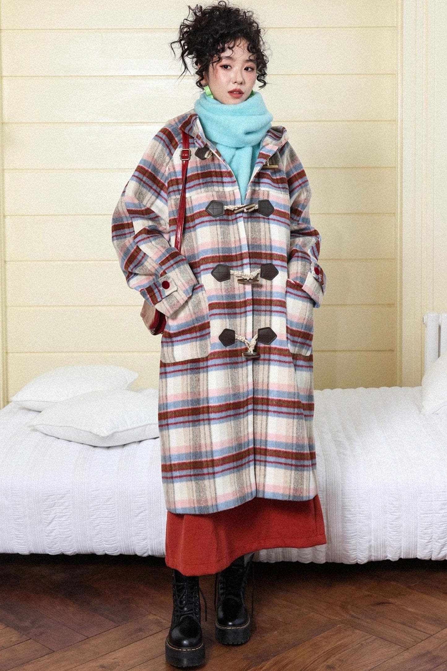 Velvet Dream Plaid Hooded Wool Jacket