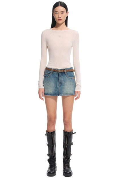 Modern Retro Twill Patchwork Hip Skirt